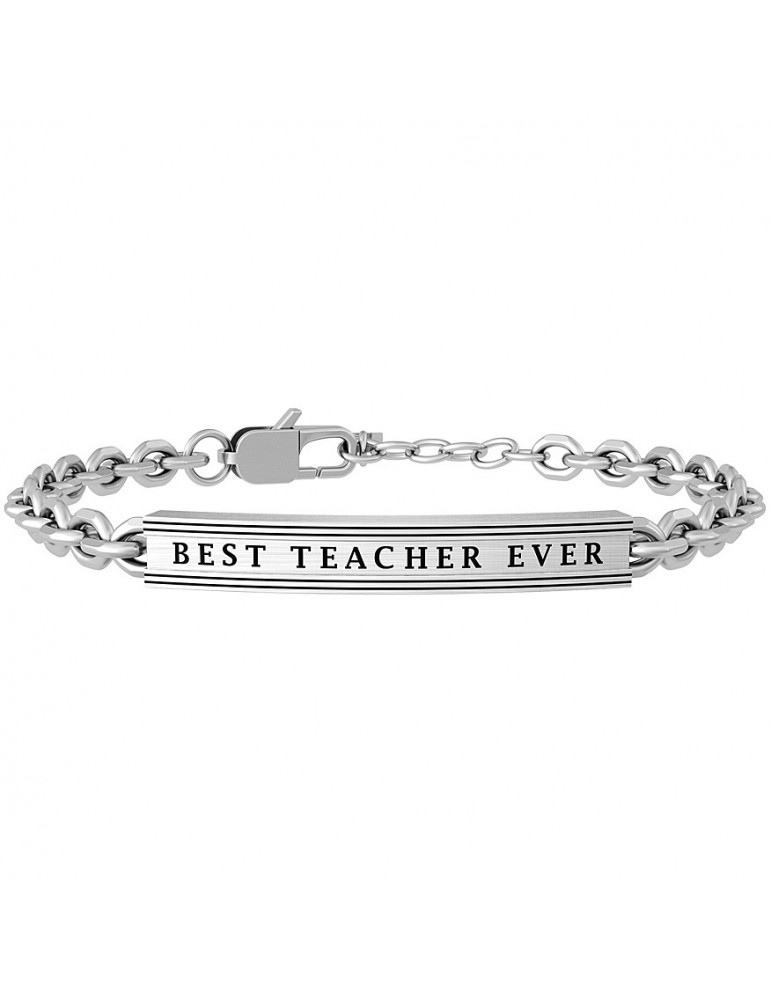 Kidult | Best Teacher Ever | Bracciale in acciaio con targhetta incisa | Kidult | Family | Bracciale in acciaio | 732038