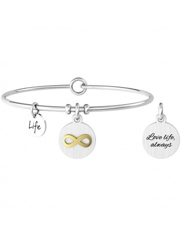 Kidult | Infinito | Love Life, Always | Bracciale rigido in acciaio con ciondolo  | 732029