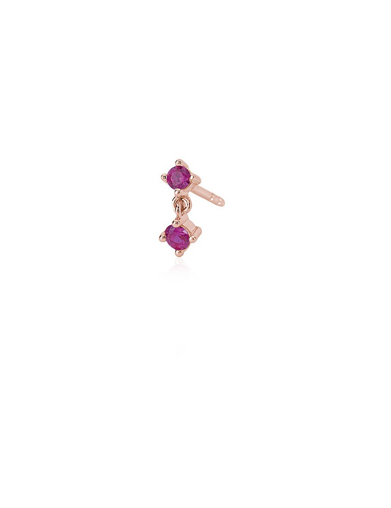 Mabina gioielli | Monomania | Mono orecchino argento 925‰ rosato con zirconi fucsia | 563423