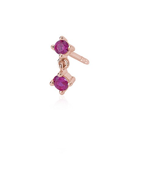 Mabina gioielli | Monomania | Mono orecchino argento 925‰ rosato con zirconi fucsia | 563423