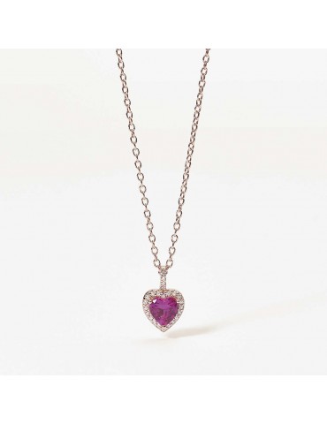 Mabina gioielli | Love Affair | Collana in argento 925‰ rosato con zirconi bianchi e zirconi fucsia | 553451