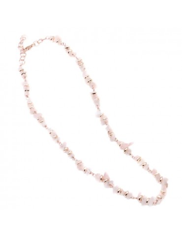 Koliè 925 | Keros | Collana in argento 925‰ rosato con quarzo rosa | CL KEROS 11 L