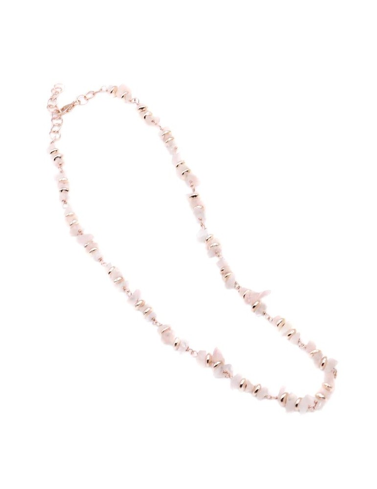 Koliè 925 | Keros | Collana in argento 925‰ rosato con quarzo rosa | CL KEROS 11 L