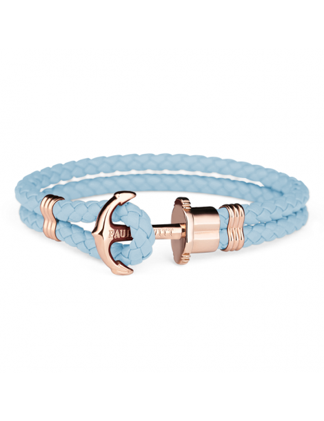 Paul Hewitt | PHrep | Bracciale in cuoio con ancora in acciaio PVD rosa | PH-PH-L-R-Ni-XL