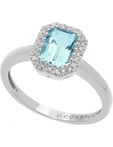 Comete Gioielli | Azzurra prestige | Anello in Oro 750‰ con Diamanti E Acquamarina prestig | ANQ 311