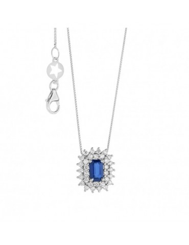 Comete Gioielli | Regina | Collana in Oro 750‰ con Diamanti E Zaffiro blu | GLB 1603