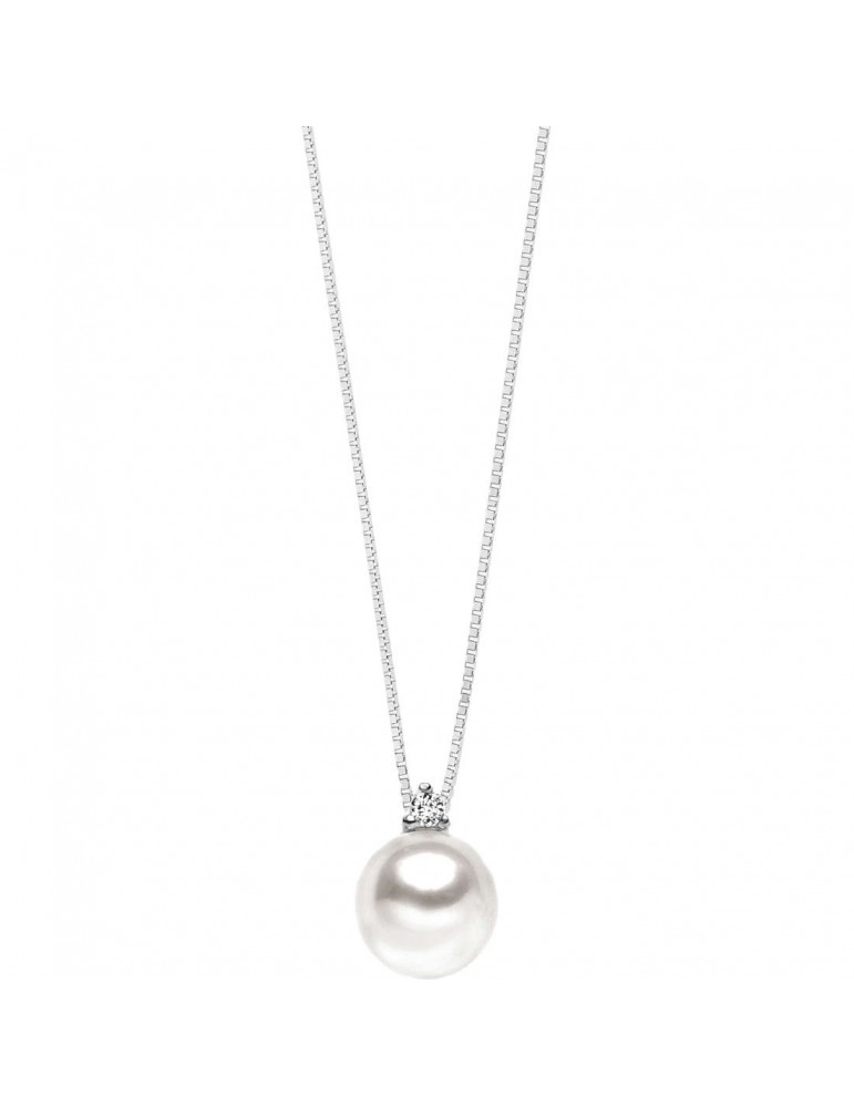 Comete Gioielli | Easy Basic | Collana in Oro 750‰ con diamanti e perle coltivate acqua dolce | GLP 434