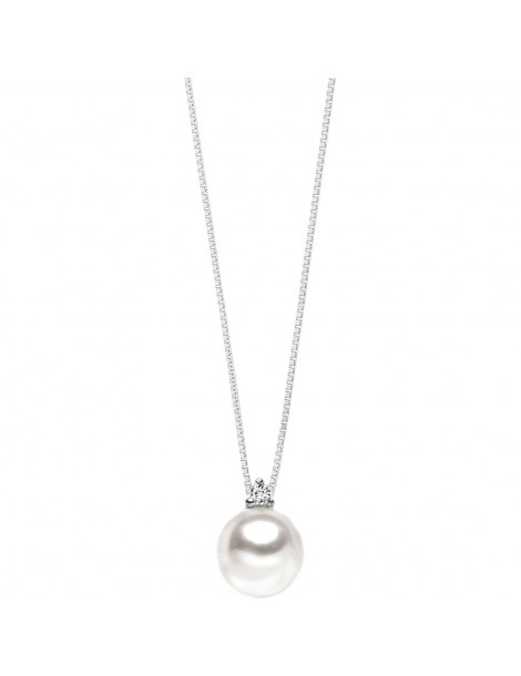 Comete Gioielli | Easy Basic | Collana in Oro 750‰ con diamanti e perle coltivate acqua dolce | GLP 434