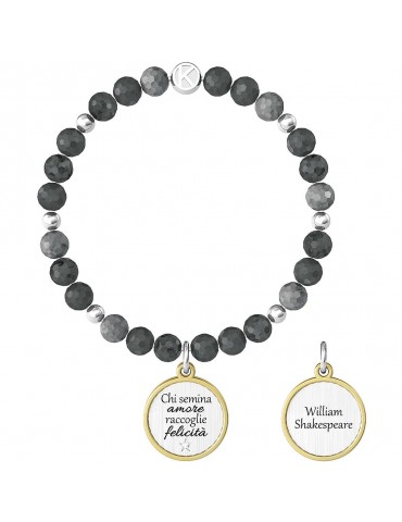 Kidult | Chi Semina Amore...Shakespeare | Bracciale elastico con labradorite e ciondolo | 732103