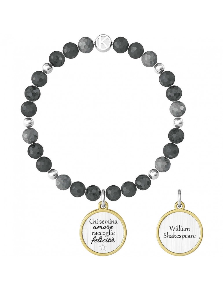 Kidult | Chi Semina Amore...Shakespeare | Bracciale elastico con labradorite e ciondolo | 732103