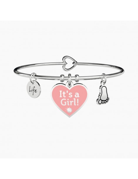 Kidult | Cuore | It's A Girl | Bracciale in acciaio rigido con ciondolo | 731710