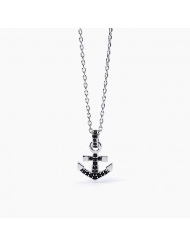 Mabina Gioielli | Navy Rule | Collana in argento 925‰ con ancora e zirconi | 553485 neri