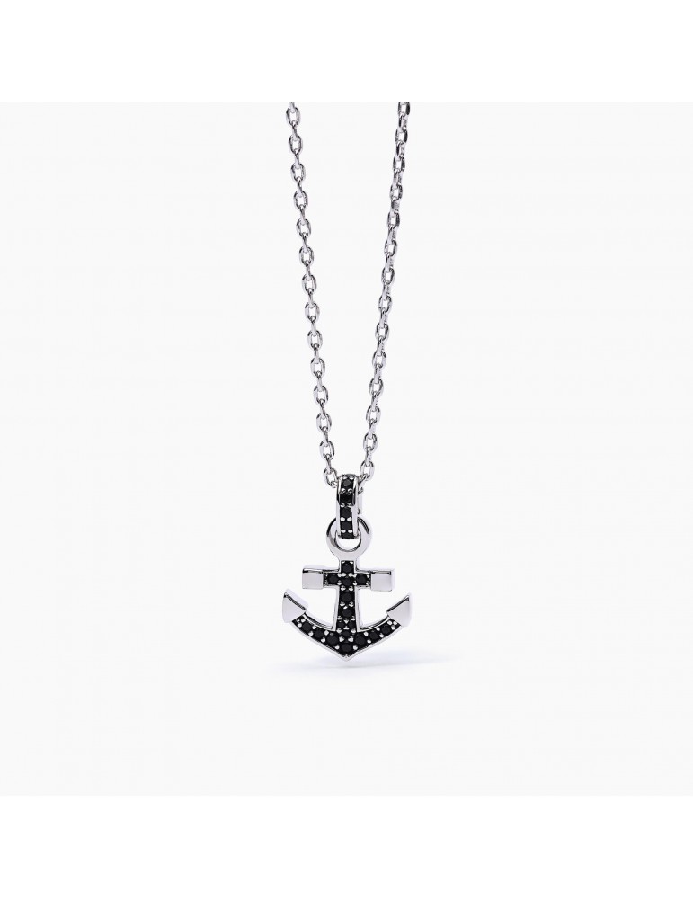 Mabina Gioielli | Navy Rule | Collana in argento 925‰ con ancora e zirconi | 553485 neri