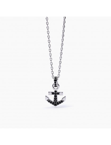 Mabina Gioielli | Navy Rule | Collana in argento 925‰ con ancora e zirconi | 553485 neri