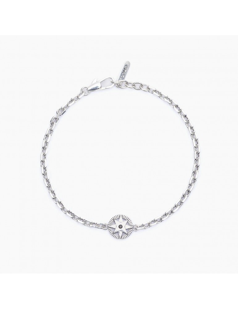 Mabina Gioielli | Bali | Bracciale in argento 925‰ con rosa dei venti e zircone nero | 533578