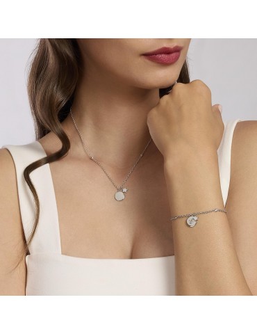 Mabina gioielli | Solo Tuo | Collana in argento 925‰ con piastra circolare e stella in pavè di zirconi bianchi | 553509