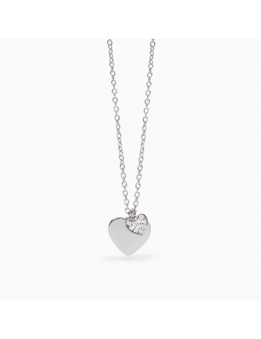 Mabina gioielli | Solo Tuo | Collana in argento 925‰ con piastra e cuore in pavè di zirconi bianchi | 553506