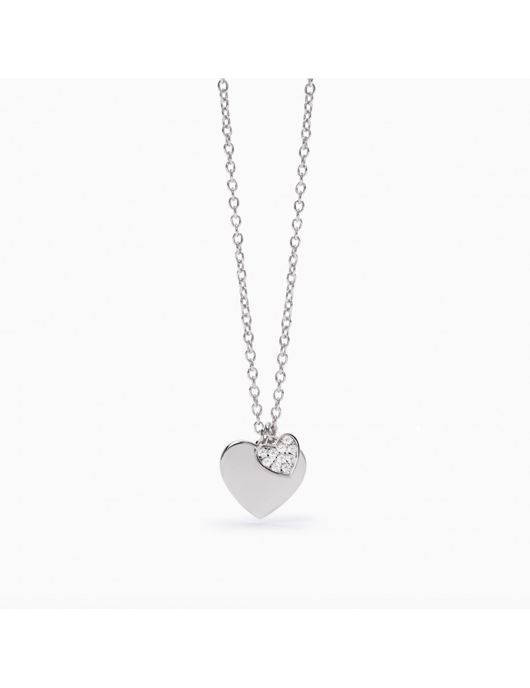 Mabina gioielli | Solo Tuo | Collana in argento 925‰ con piastra e cuore in pavè di zirconi bianchi | 553506