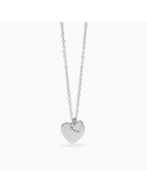 Mabina gioielli | Solo Tuo | Collana in argento 925‰ con piastra e cuore in pavè di zirconi bianchi | 553506