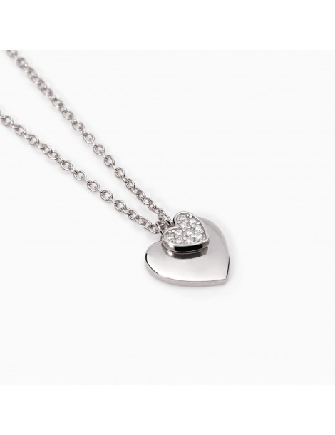 Mabina gioielli | Solo Tuo | Collana in argento 925‰ con piastra e cuore in pavè di zirconi bianchi | 553506