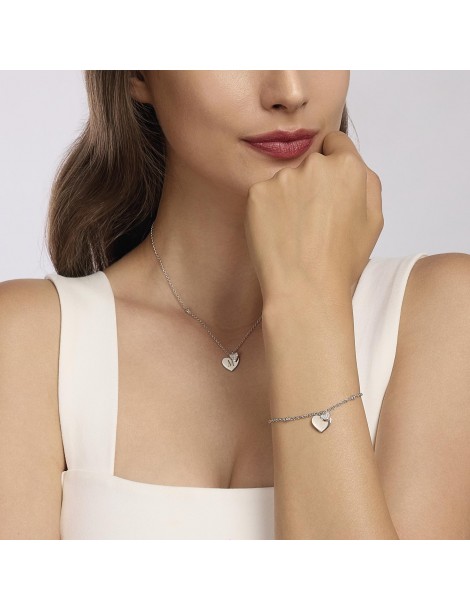 Mabina gioielli | Solo Tuo | Collana in argento 925‰ con piastra e cuore in pavè di zirconi bianchi | 553506