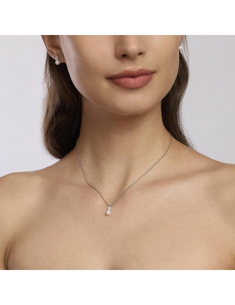 Mabina gioielli | Mon Chèri | Collana in argento 925‰ con perla coltivata e zircone bianco | 553503