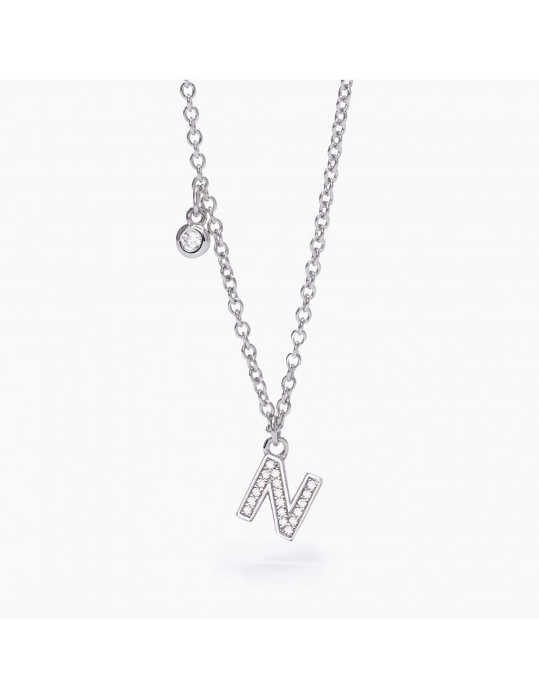 Mabina gioielli, A, B, Cool, Collana in argento 925‰ con iniziale e zirconi bianchi. Referenza: 553500N