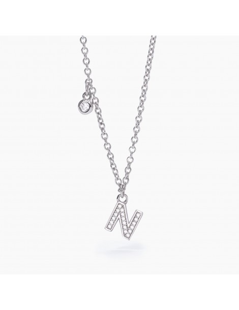 Mabina gioielli, A, B, Cool, Collana in argento 925‰ con iniziale e zirconi bianchi. Referenza: 553500N