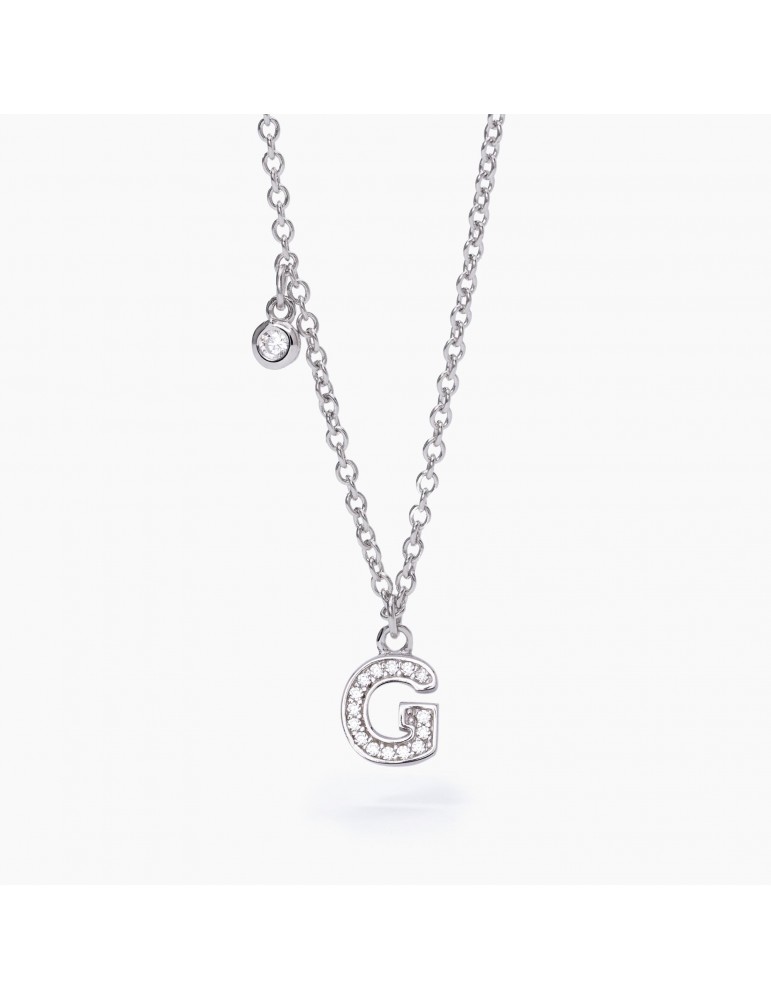 Mabina gioielli | A, B, Cool | Collana in argento 925‰ con iniziale e zirconi bianchi | 553500G