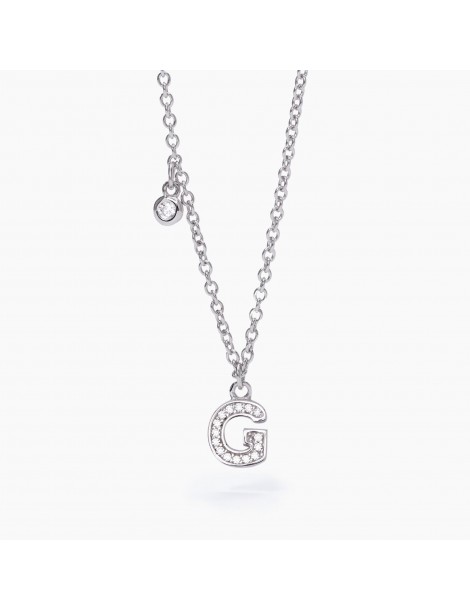 Mabina gioielli | A, B, Cool | Collana in argento 925‰ con iniziale e zirconi bianchi | 553500G