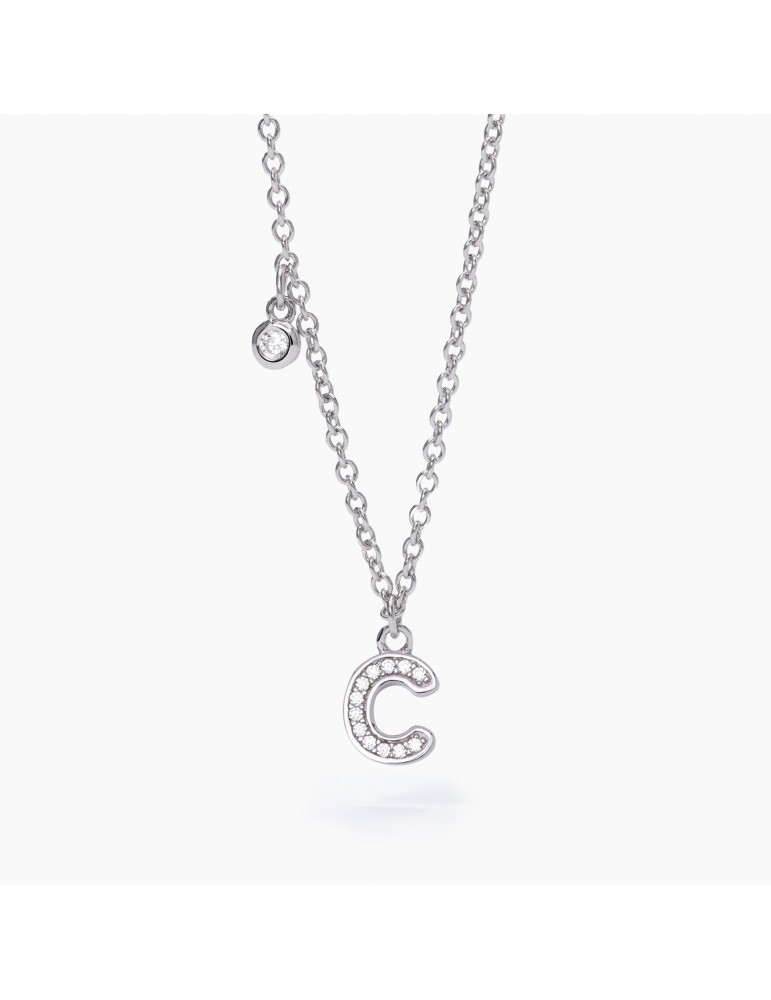 Mabina gioielli | A, B, Cool | Collana in argento 925‰ con iniziale e zirconi bianchi | 553500C