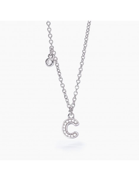 Mabina gioielli | A, B, Cool | Collana in argento 925‰ con iniziale e zirconi bianchi | 553500C