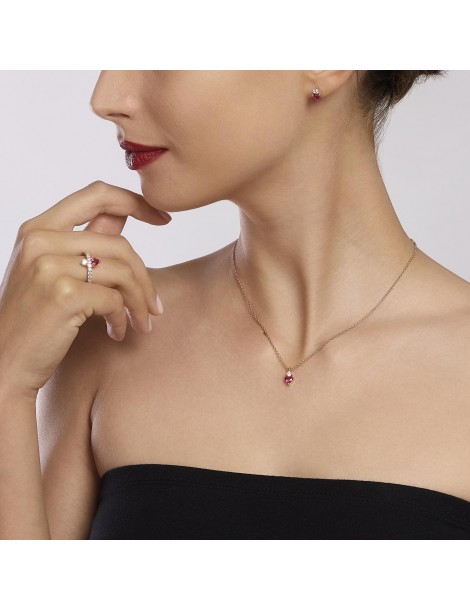 Mabina gioielli | Royal | Collana in argento 925‰ con rubino sintetico e zircone bianco | 553499