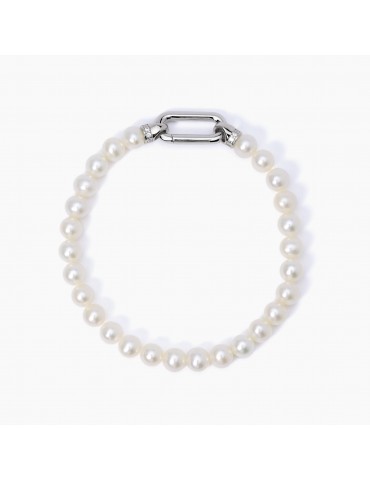 Mabina gioielli, Elizabeth, Bracciale con perle coltivate e chiusura argento 925‰ con zirconi bianchi. Referenza: 533644