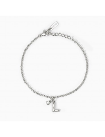 Mabina gioielli | A, B, Cool | Bracciale in argento 925‰ con iniziale e zirconi bianchi | 533632L