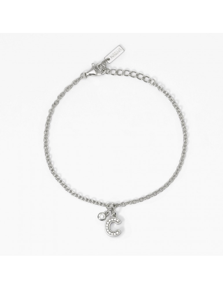 Mabina gioielli | A, B, Cool | Bracciale in argento 925‰ con iniziale e zirconi bianchi | 533632C