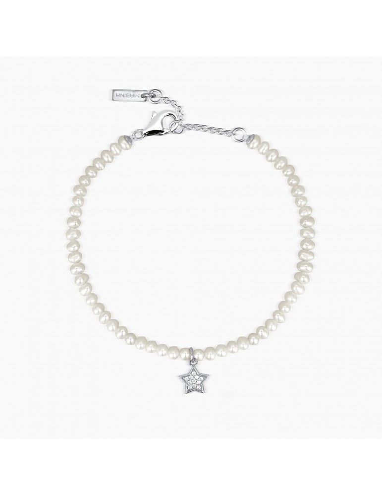 Mabina gioielli | Polvere di stelle | Bracciale con perle coltivate con stella in pavè di zirconi bianchi | 533540