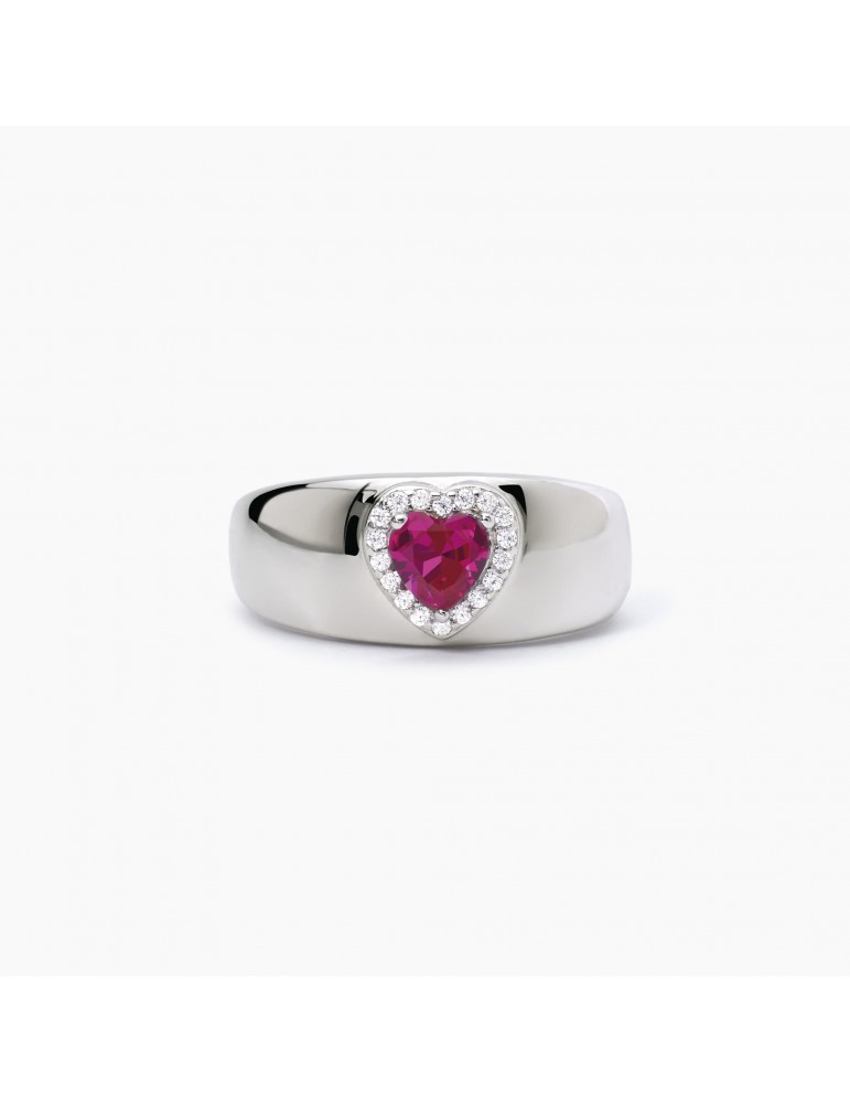 Mabina gioielli | Love Affair |  Anello in argento 925‰ con rubino sintetico e zirconi bianchi | 523273