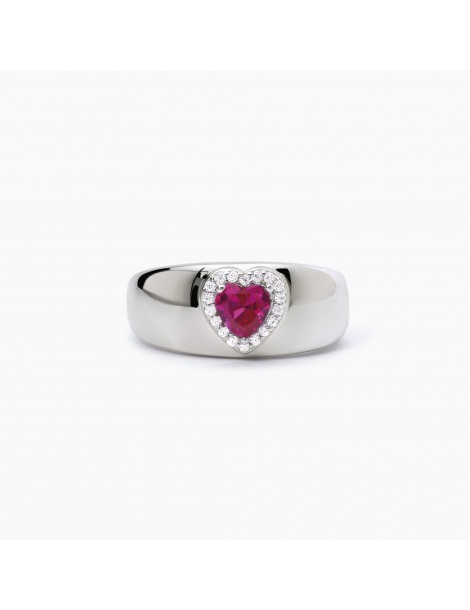 Mabina gioielli | Love Affair |  Anello in argento 925‰ con rubino sintetico e zirconi bianchi | 523273