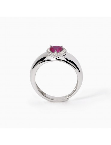 Mabina gioielli | Love Affair |  Anello in argento 925‰ con rubino sintetico e zirconi bianchi | 523273