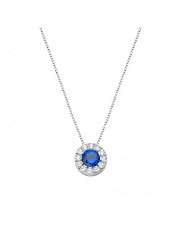 Amen | Diamond | Collana in argento 925‰ con zirconi bianchi e zircone blu | CLLUBBBLZ