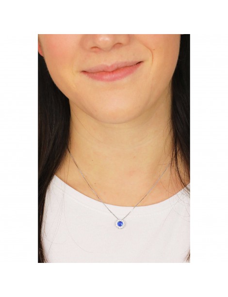 Amen | Diamond | Collana in argento 925‰ con zirconi bianchi e zircone blu | CLLUBBBLZ