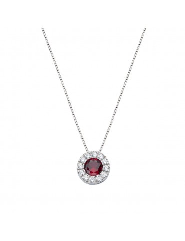 Amen | Diamond | Collana in argento 925‰ con zirconi bianchi e zircone rosso | CLLUBBRZ