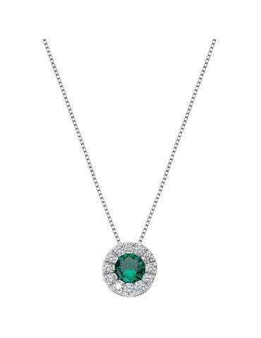 Amen | Diamond | Collana in argento 925‰ con zirconi bianchi e zircone verde | CLLUBBVZ