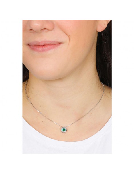 Amen | Diamond | Collana in argento 925‰ con zirconi bianchi e zircone verde | CLLUBBVZ