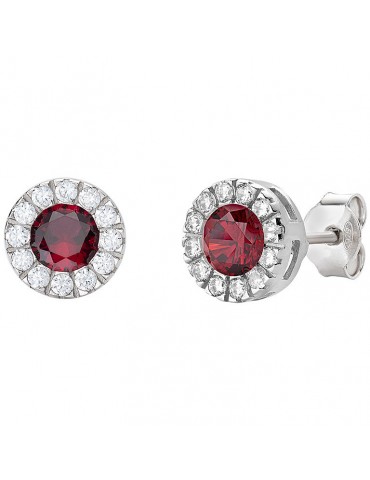 Amen | Diamond | Orecchini in argento 925‰ con zircone rosso e zirconi bianchi | ORLUBBRZ