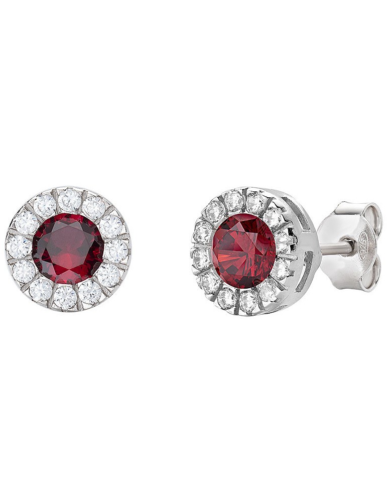 Amen | Diamond | Orecchini in argento 925‰ con zircone rosso e zirconi bianchi | ORLUBBRZ