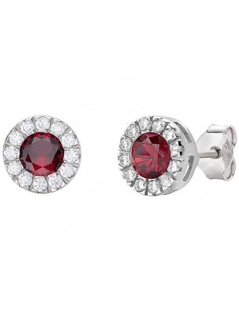 Amen | Diamond | Orecchini in argento 925‰ con zircone rosso e zirconi bianchi | ORLUBBRZ