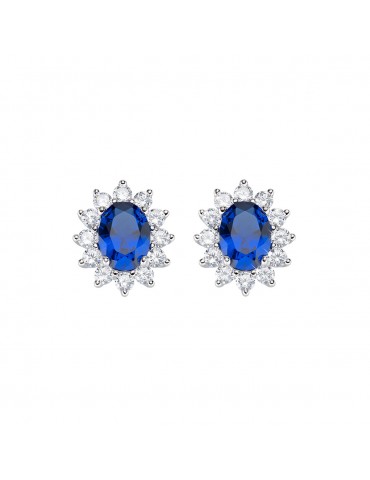 Amen | Lady | Orecchini in argento 925‰ con zircone blu e zirconi bianchi | ORLDMBBBL