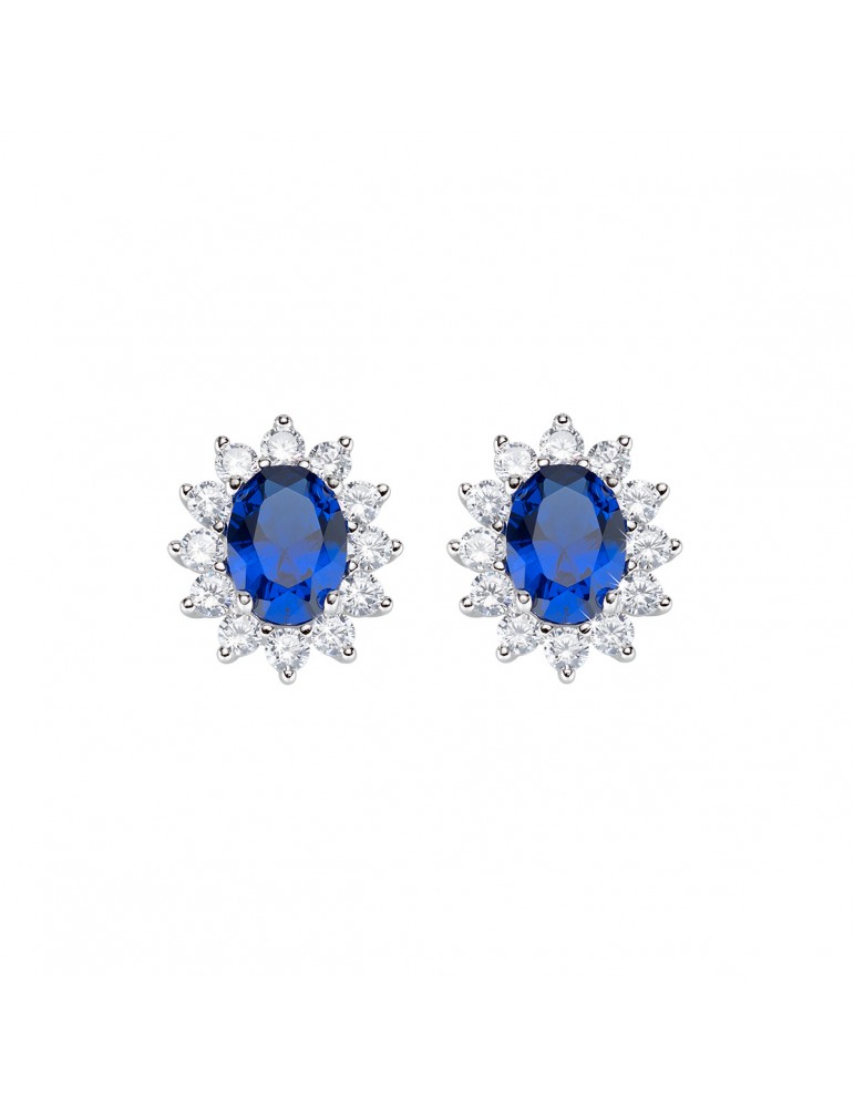 Amen | Lady | Orecchini in argento 925‰ con zircone blu e zirconi bianchi | ORLDMBBBL